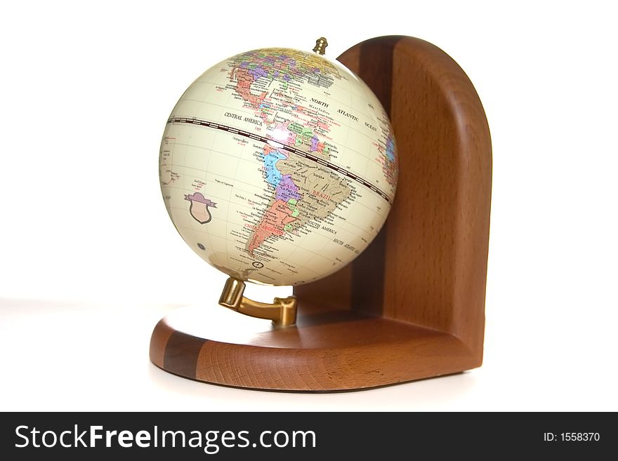 Globe with the image of the USA Canada and Mexico on a white background