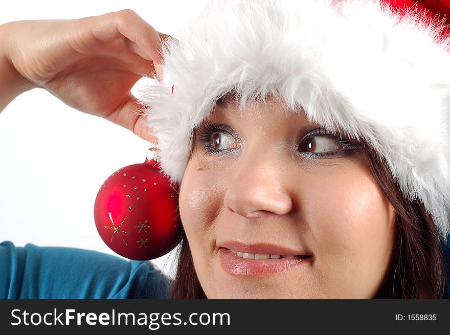 Attractive woman with balls on white background. Attractive woman with balls on white background