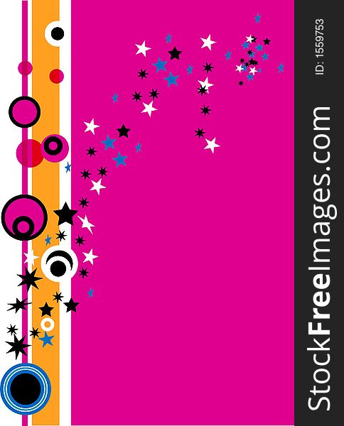 Pink background full of stars and balls. Pink background full of stars and balls