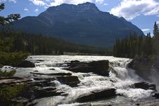 River Waterfall In The Rocky Mountains Stock Images