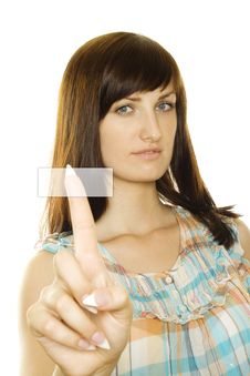 Girl Pressing A Button Royalty Free Stock Images