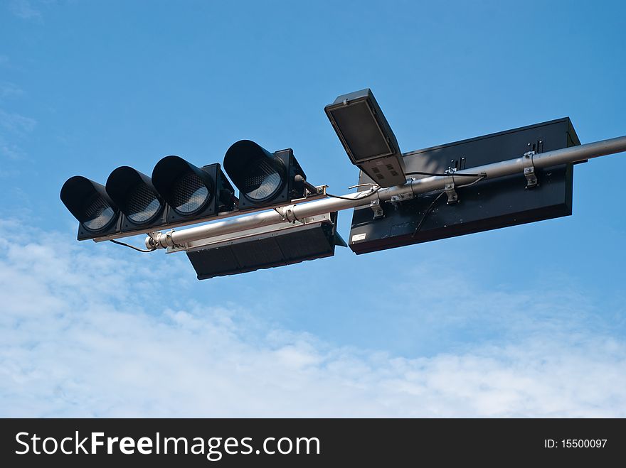 Traffic light and blue sky