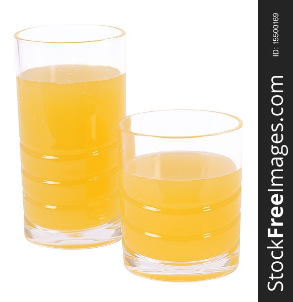 Two glasses with orange juice isolated over white. Two glasses with orange juice isolated over white.