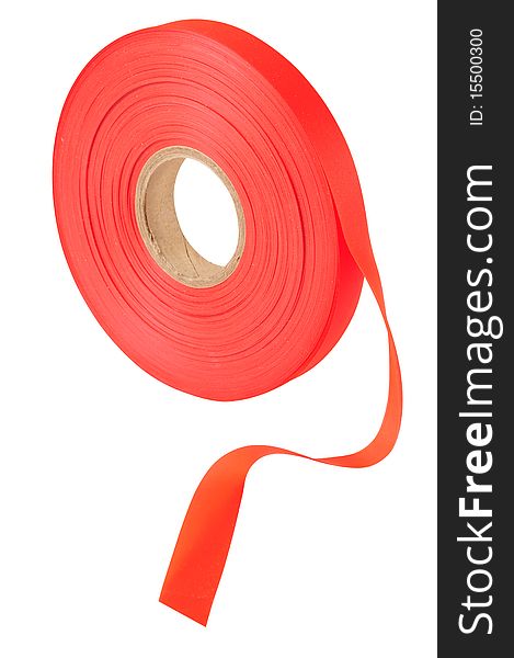 Red tape roll isolated over white background. Red tape roll isolated over white background.