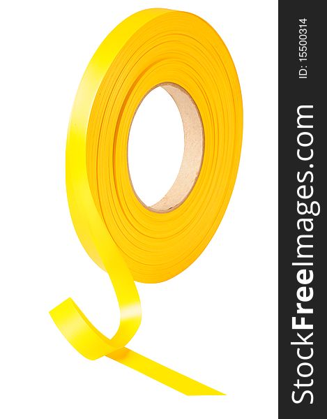 Yellow tape roll isolated over white background. Yellow tape roll isolated over white background.