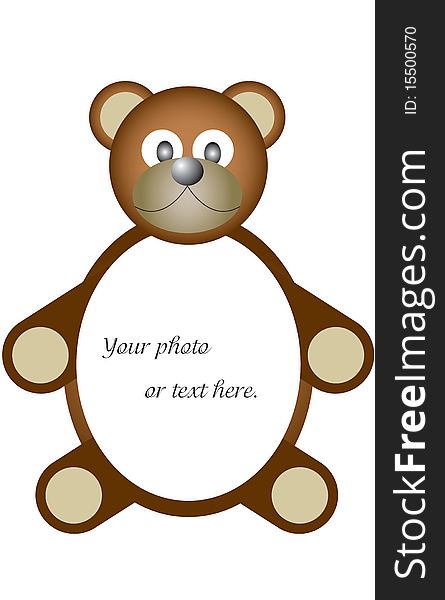 An illustration of a cute teddy bear frame for photo or simple text