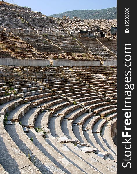 Detail of the ancient 24000 places theater in ephesus. Detail of the ancient 24000 places theater in ephesus