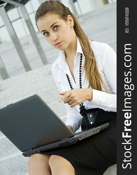 Business woman with laptop