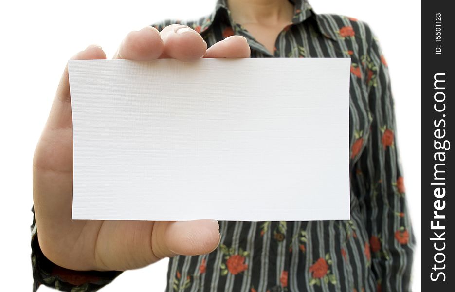 Page in hand isolated on a white