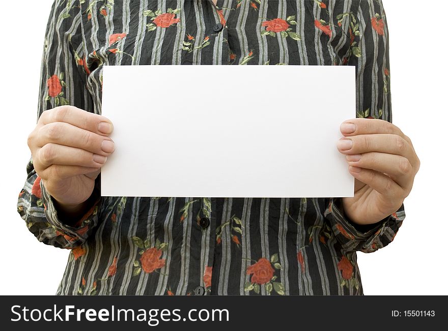 Page in hand isolated on a white
