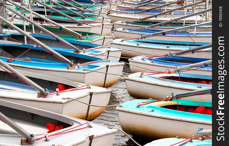 Pattern of boats in a harbor.