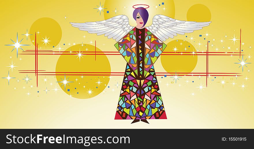 Stained glass angel with wings