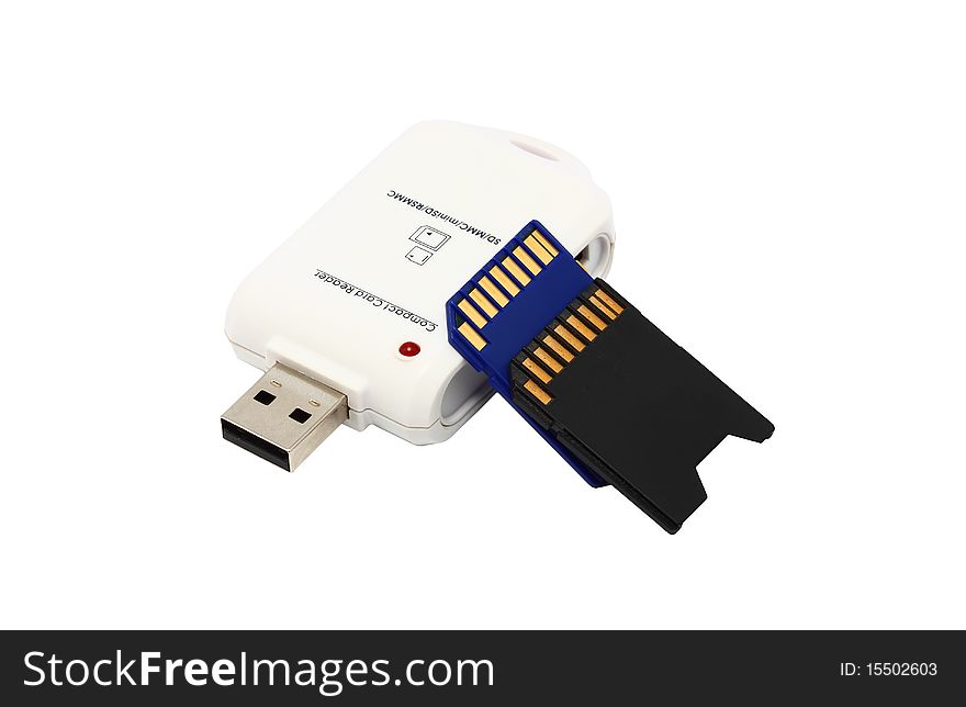 Adapter memory card isolated on a white background. Adapter memory card isolated on a white background