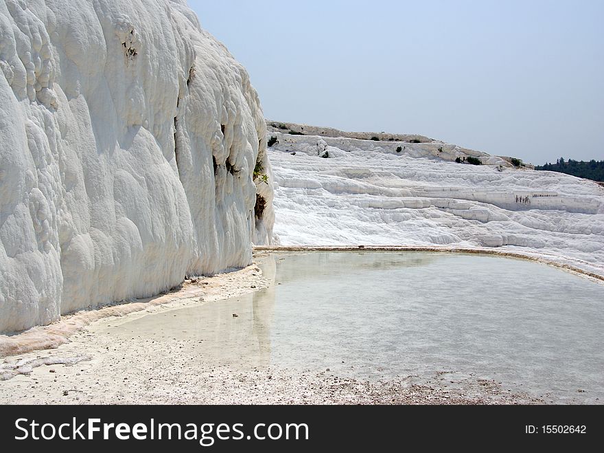 Lake On Sunny Terrace In Pamukkale