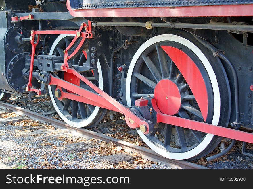 Two locomotive wheels