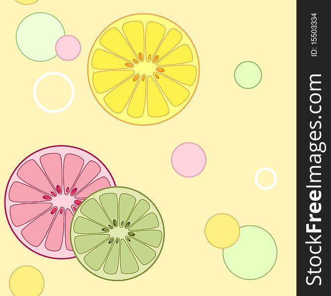 Vector citrus seamless pattern with lemon and orange slices