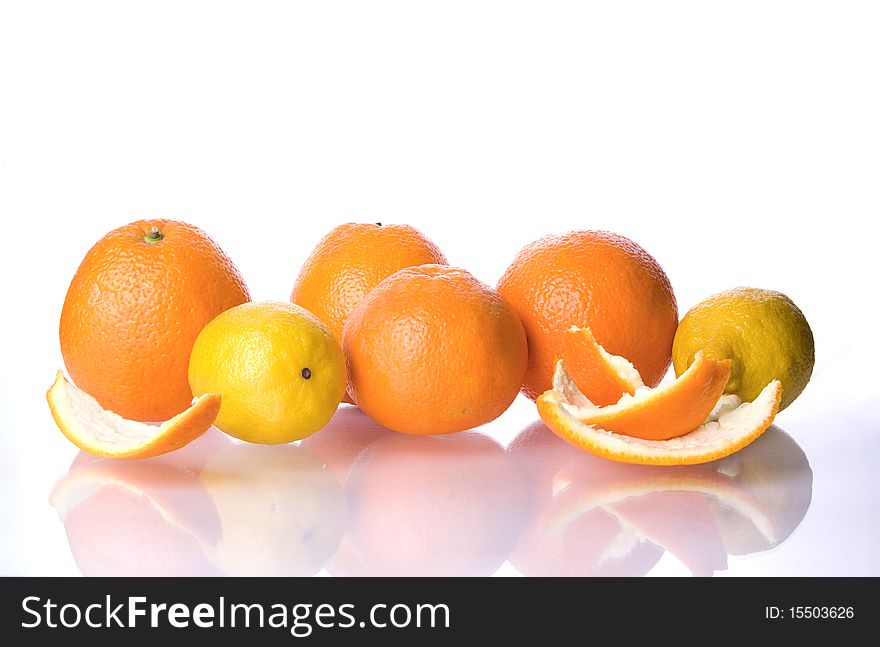 Oranges isolated on white background