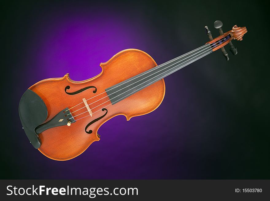 Violin antique isolated on Purple