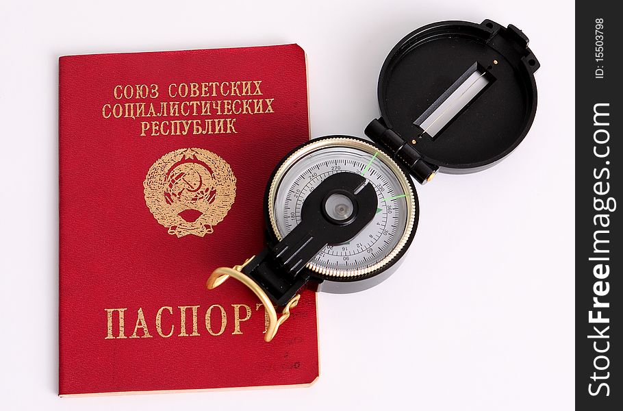Old Soviet Union Passport With Compass