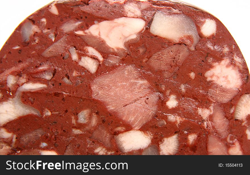 Traditional sausage: Headcheese in close up