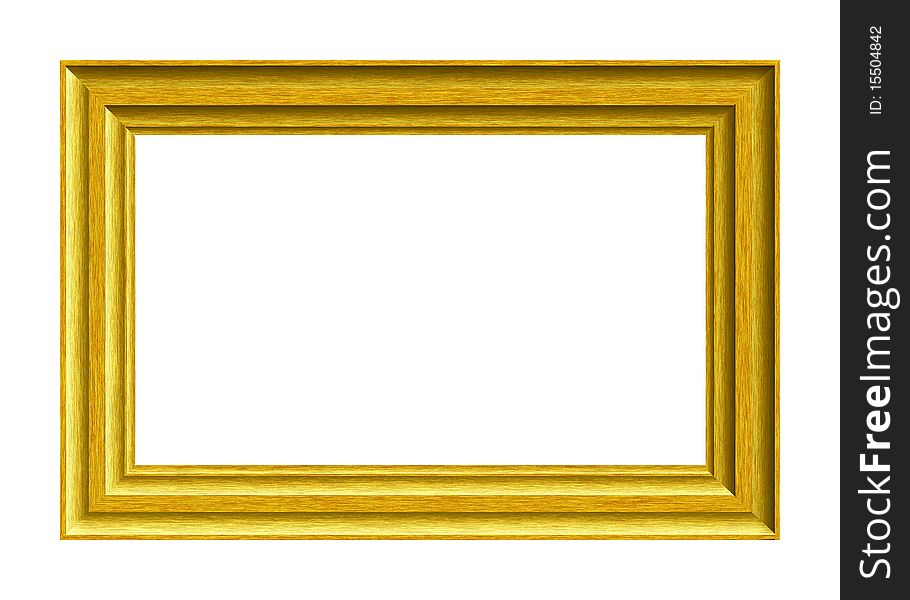 Golden frame isolated on white, with clipping paths