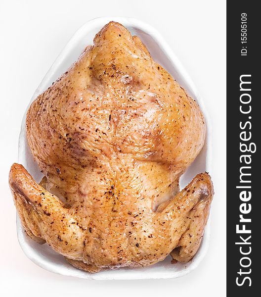 Whole chicken on a white background