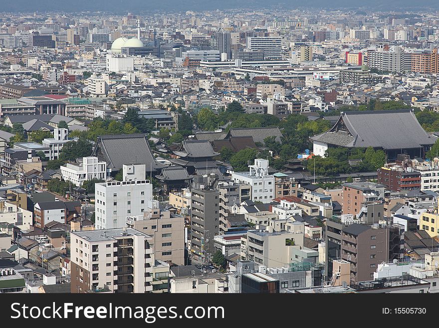 Kyoto bird's eye view from Kyoto Tower