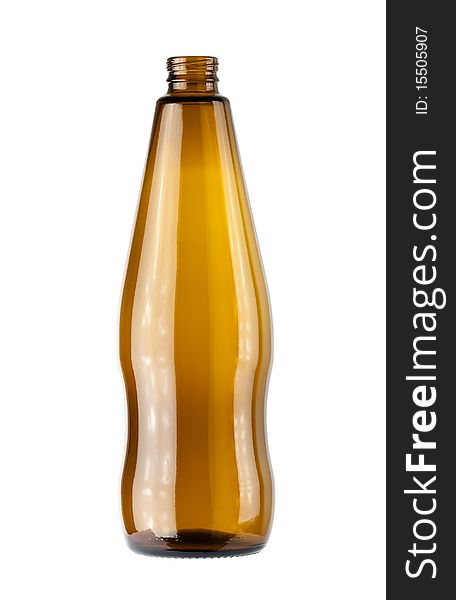 Empty beer bottle on a white background