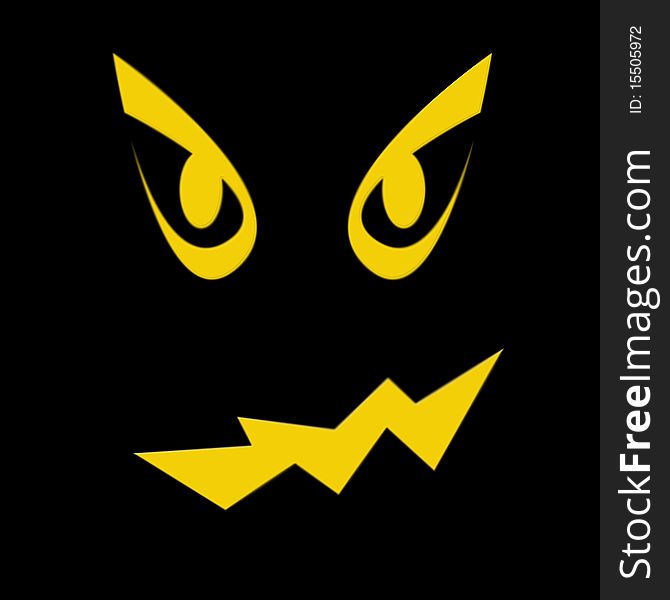 Graphic/Illustration/Background for Halloween with scary yellow eyes and mouth belonging to Jack O' Lantern. Graphic/Illustration/Background for Halloween with scary yellow eyes and mouth belonging to Jack O' Lantern