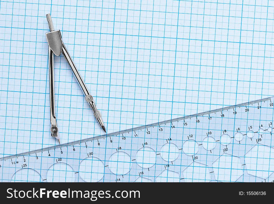 Drawing tools with a graph paper background. Drawing tools with a graph paper background