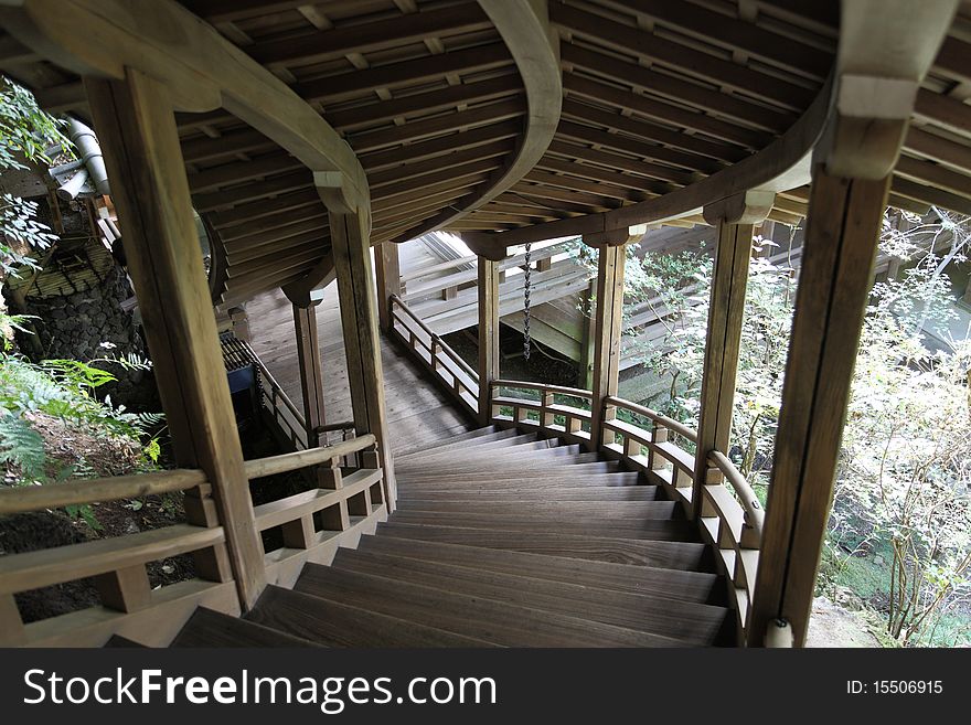 Japanese very old wooden staircase outdoor. Japanese very old wooden staircase outdoor