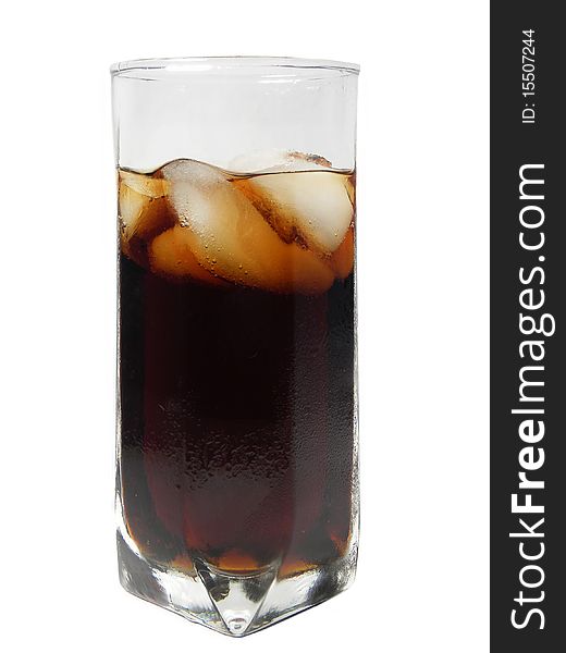 Glass of cola  or soda isolated white background. Glass of cola  or soda isolated white background