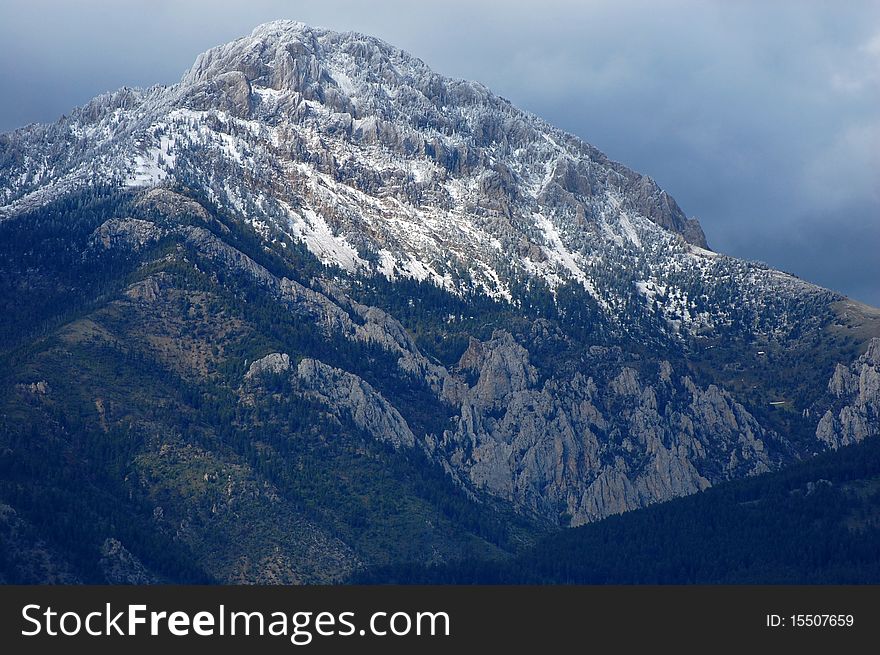A snow-capped peak in the Bridger Mountains of Montana. A snow-capped peak in the Bridger Mountains of Montana.