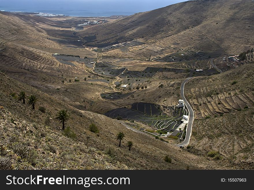 View to small village in valley