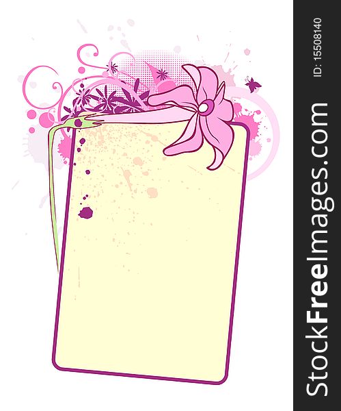 A text blank with a flower and decorative elements. A text blank with a flower and decorative elements