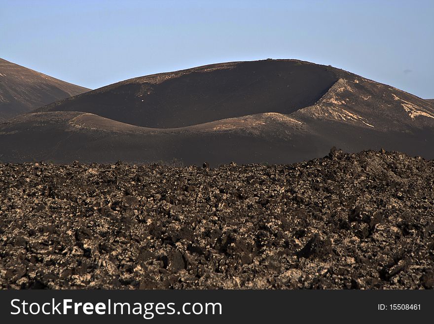 Volcanic landscape in national park Timanfaya