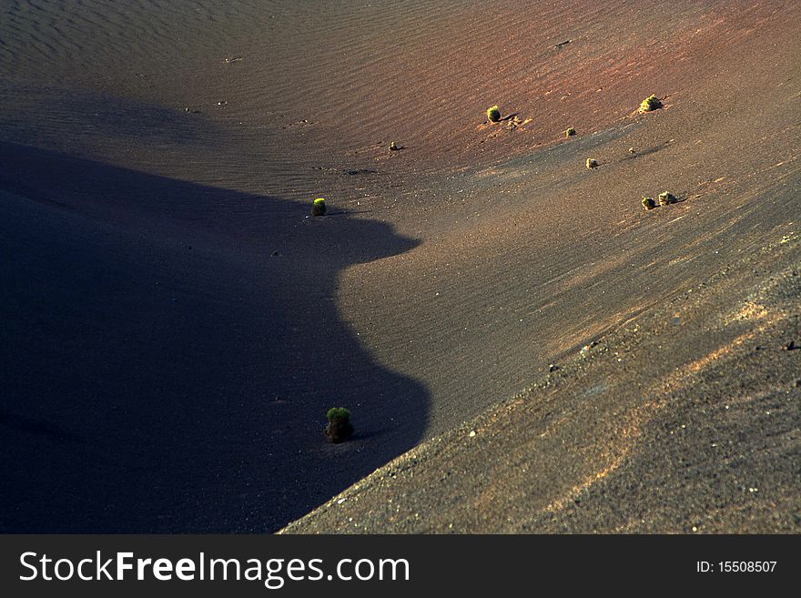 Volcanic landscape in national park Timanfaya