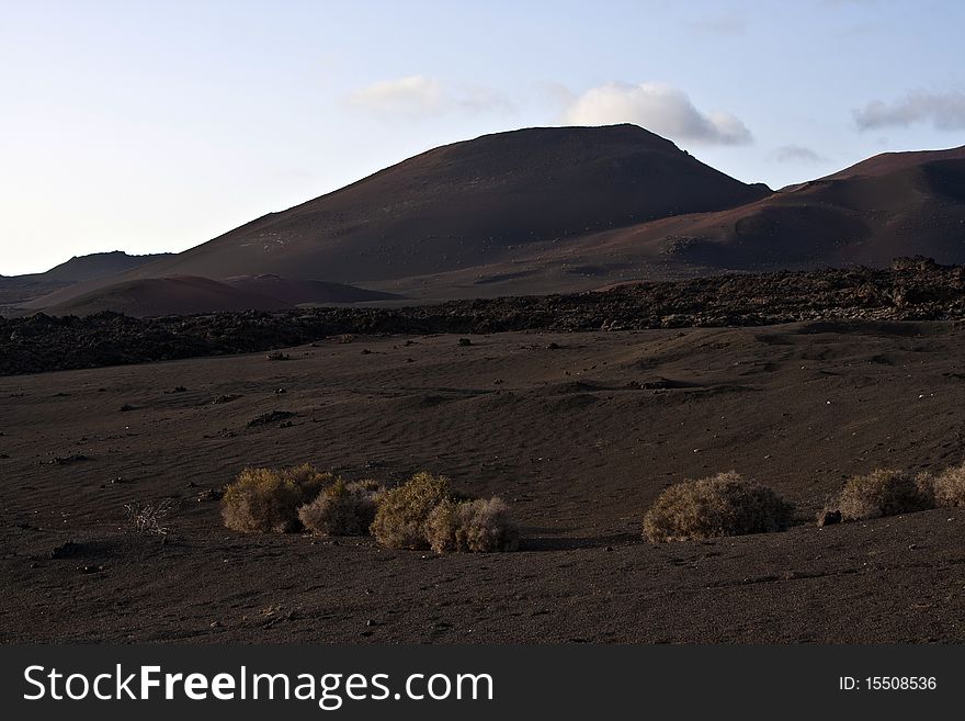 Volcanic landscape in national park Timanfaya