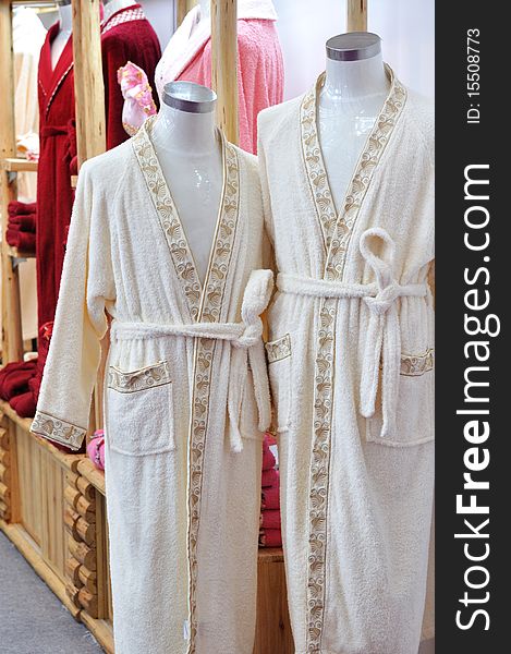 Bathing dress and bedgown for man and woman. Bathing dress and bedgown for man and woman.