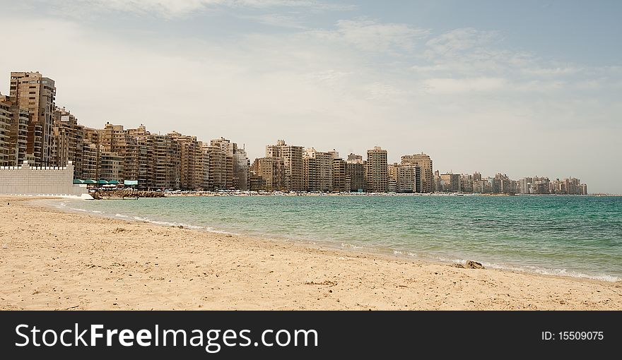 Panorama on city of Alexandria and Mediterrean sea. Panorama on city of Alexandria and Mediterrean sea