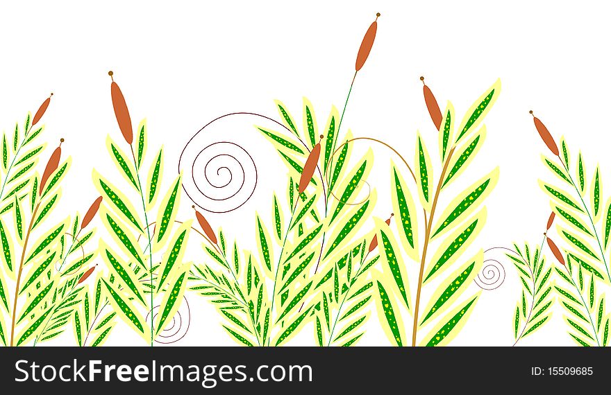 Abstract floral illustration with decorative leaves. Abstract floral illustration with decorative leaves