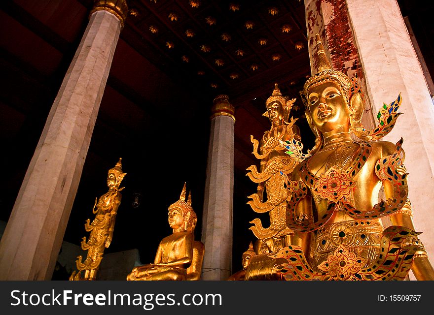 Golden of buddha is lighting of faithful