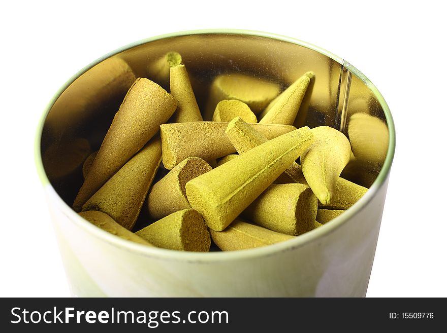 Incense Cones on white background (isolated, clipping path)