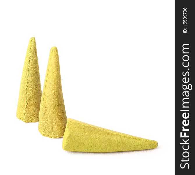 Incense Cones on white background (isolated, clipping path)