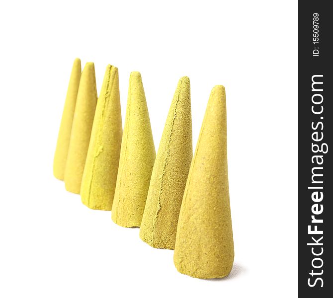 Incense Cones on white background (isolated, clipping path)