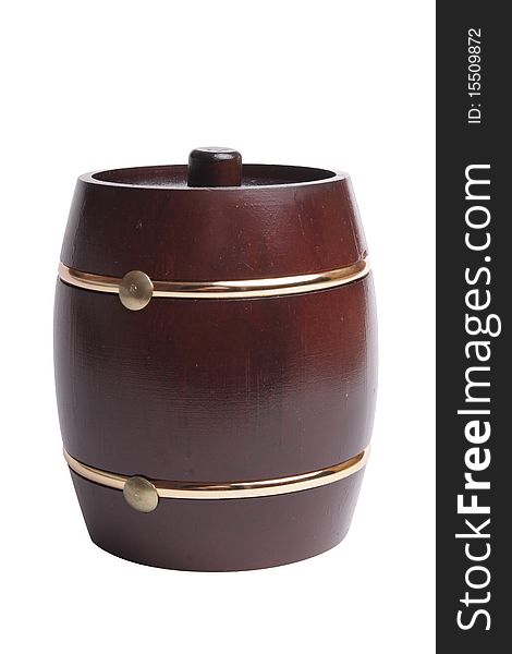 Wooden barrel on white background (isolated, clipping path)