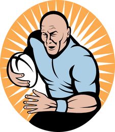 Rugby Player Running With Ball Stock Image