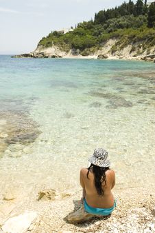 Asian Woman Sitting On Beach. Stock Image Asian Woman Sitting On Beach. Stock Image