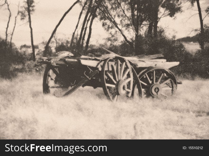 An old wagon on farm property