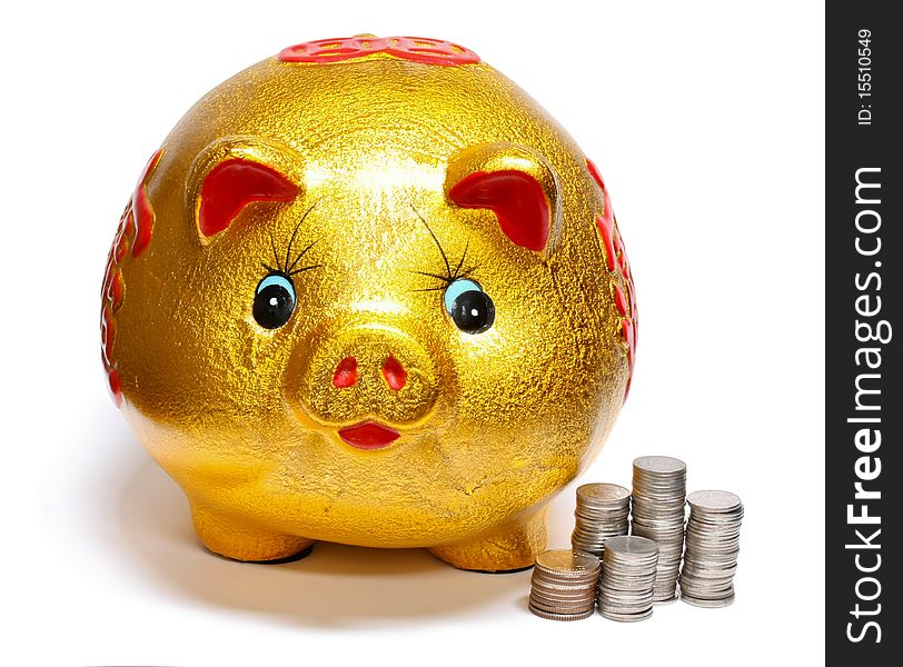 Gold piggy bank for savings